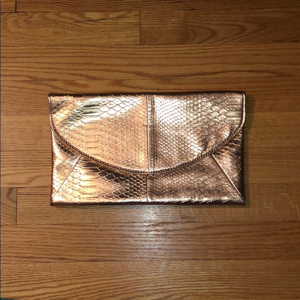 Rose gold strapless clutch